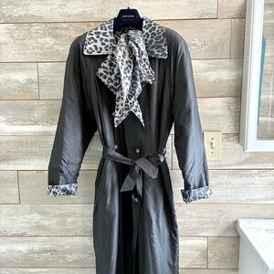 Vintage Atlantic Beach Silk Animal Print Trench